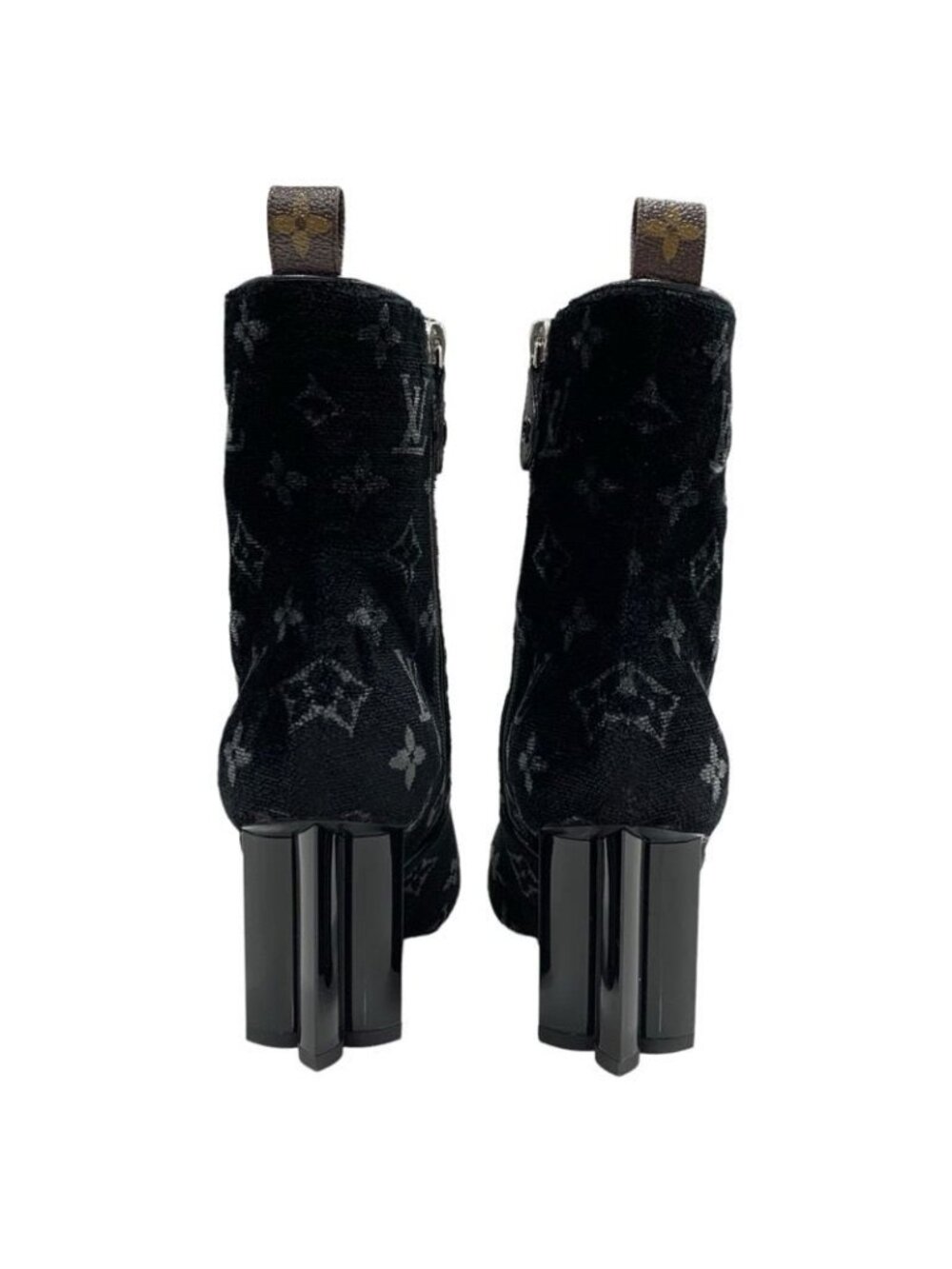 Louis Vuitton Silhouette Line Boots Short Shoes Velor Black Monogram - Picture 5 of 9